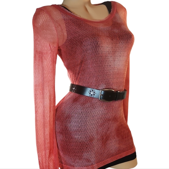 NINE WEST BLACK STAR CUTOUT & BLING STREETWEAR LEATHER BELT - Picture 3 of 4